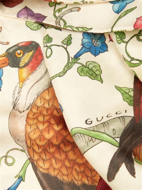 gucci bird print scarf